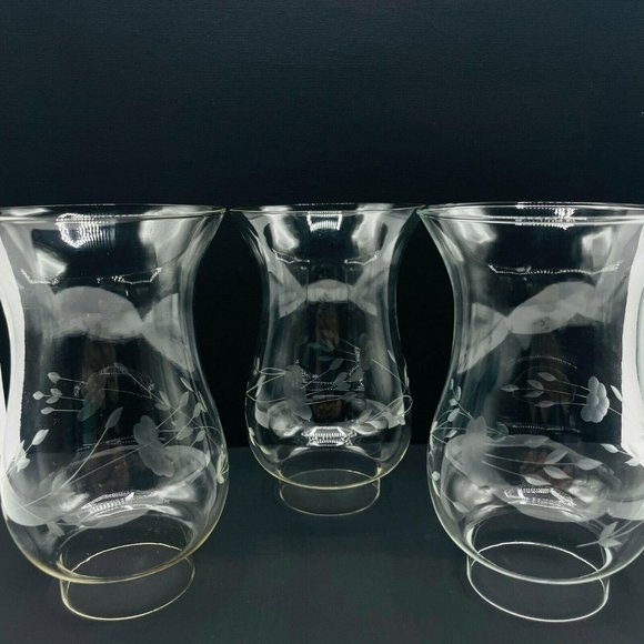 Princess House Other - Princess House Crystal Hurricane Lamp Glass Etched